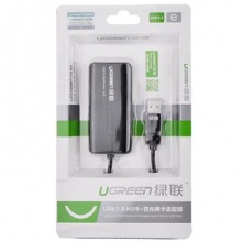 绿联 UGREEN USB集线器 20264 百兆网卡+3口USB分线器二合一